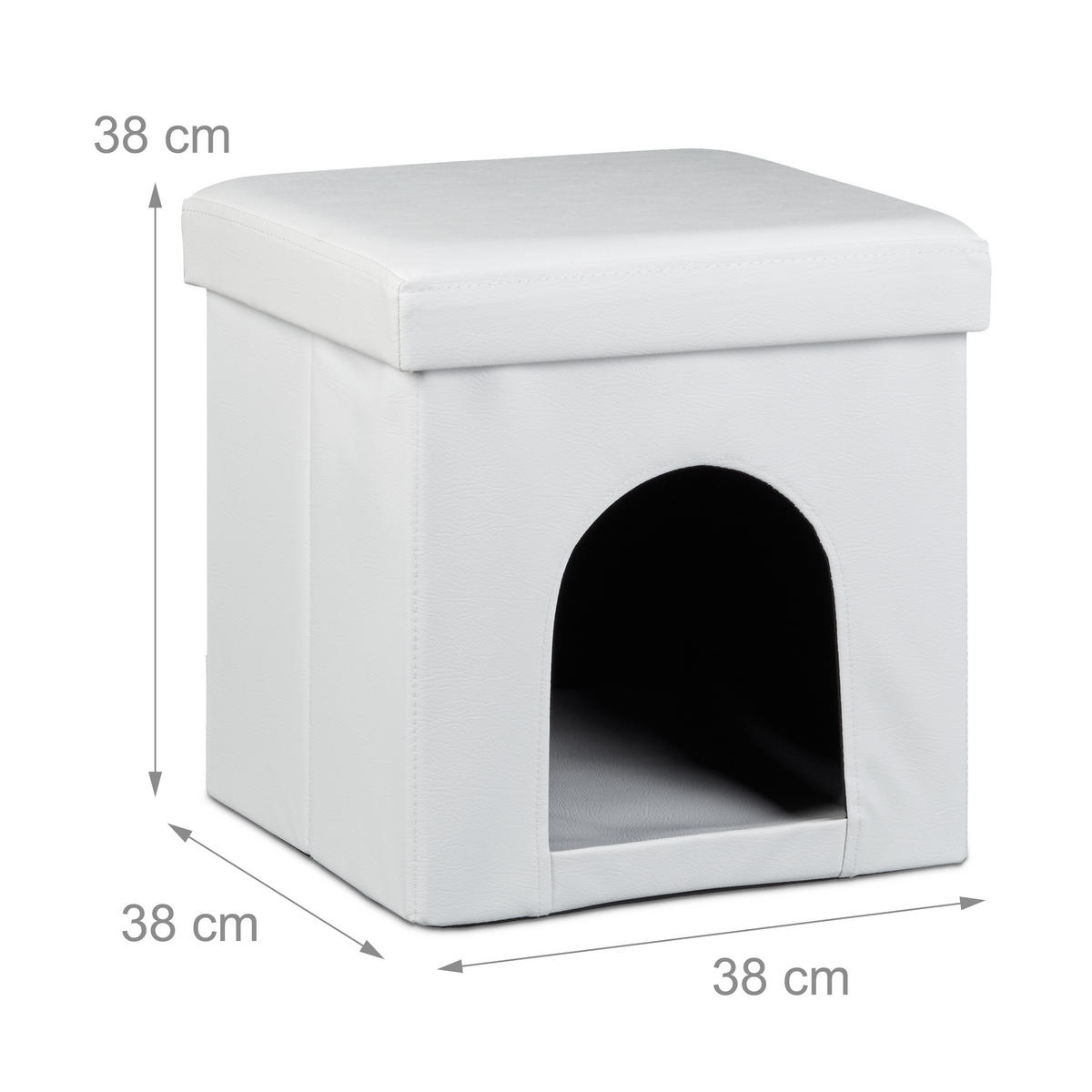 HUNDEBOX Sitzhocker - Weiß, Holzwerkstoff/Kunststoff (38/38/38cm) - Relaxdays
