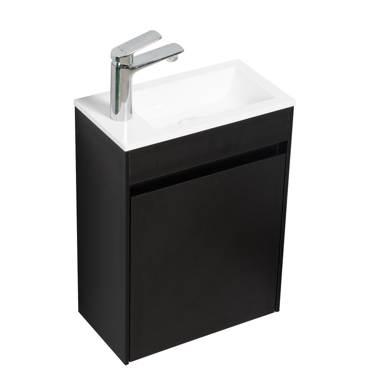 GÄSTE-WC-MÖBELSET Sinta 2 Teile Schwarz Holz - 40 x 22 x 54 cm - Schwarz, Holz (40/54/22cm) - Badplaats