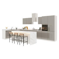 INSELKÜCHE-KÜCHENZEILE 420x220 cm Glanzia – KU-S18 – Grau – Hochglanz - Grau, Holzwerkstoff (420/212/220cm) - hi-markt