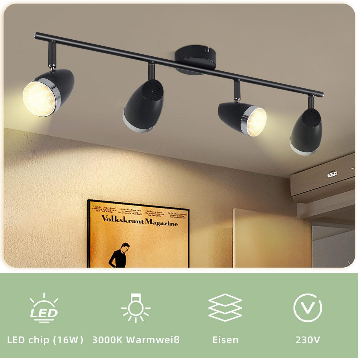 LED-DECKENLEUCHTE Leggitt 60/15.5/80cm - Dunkelgrau, Metall (60/15.5/80cm) - Nettlife