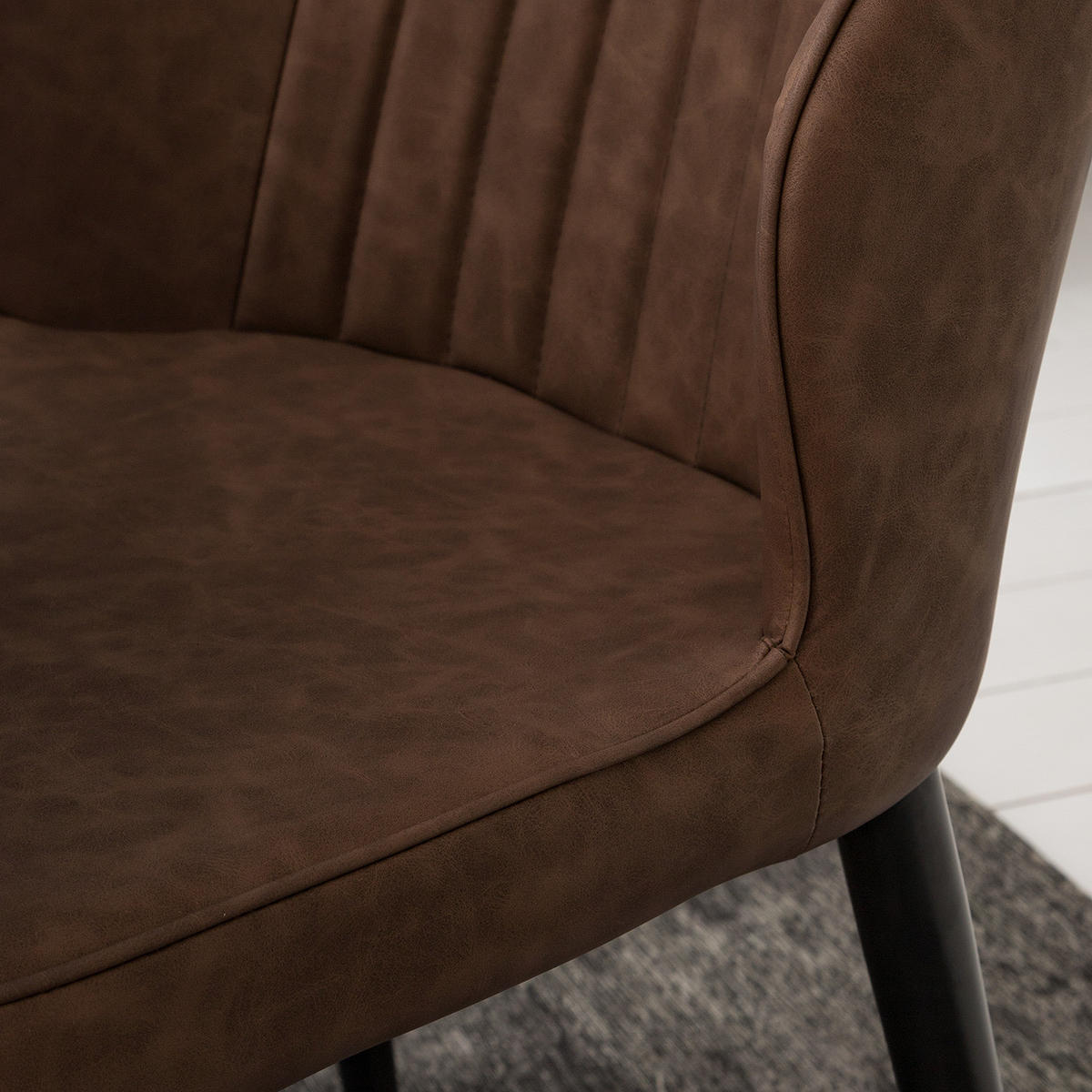 ESSZIMMERSTUHL - 2er-Set - Kunstleder / Stahl - Braun, Kunststoff/Metall (49/84/61cm) - home24