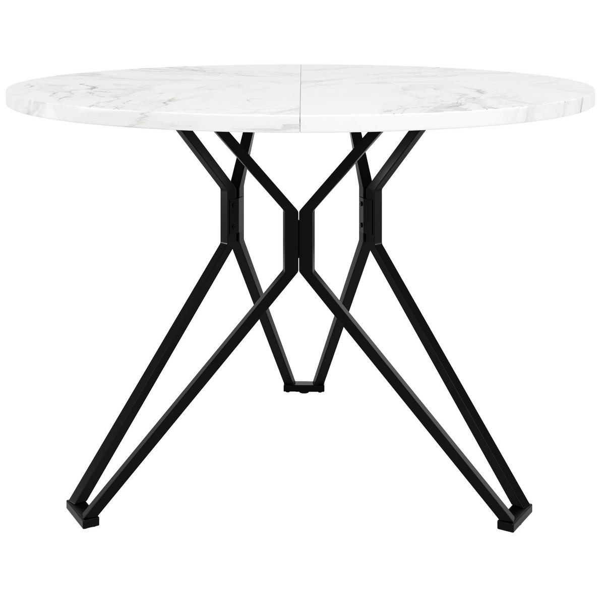 ESSTISCH rund 100x100 cm MDF in Marmoroptik Schwarz - Schwarz, Metall (100/100/76cm) - Meubliv