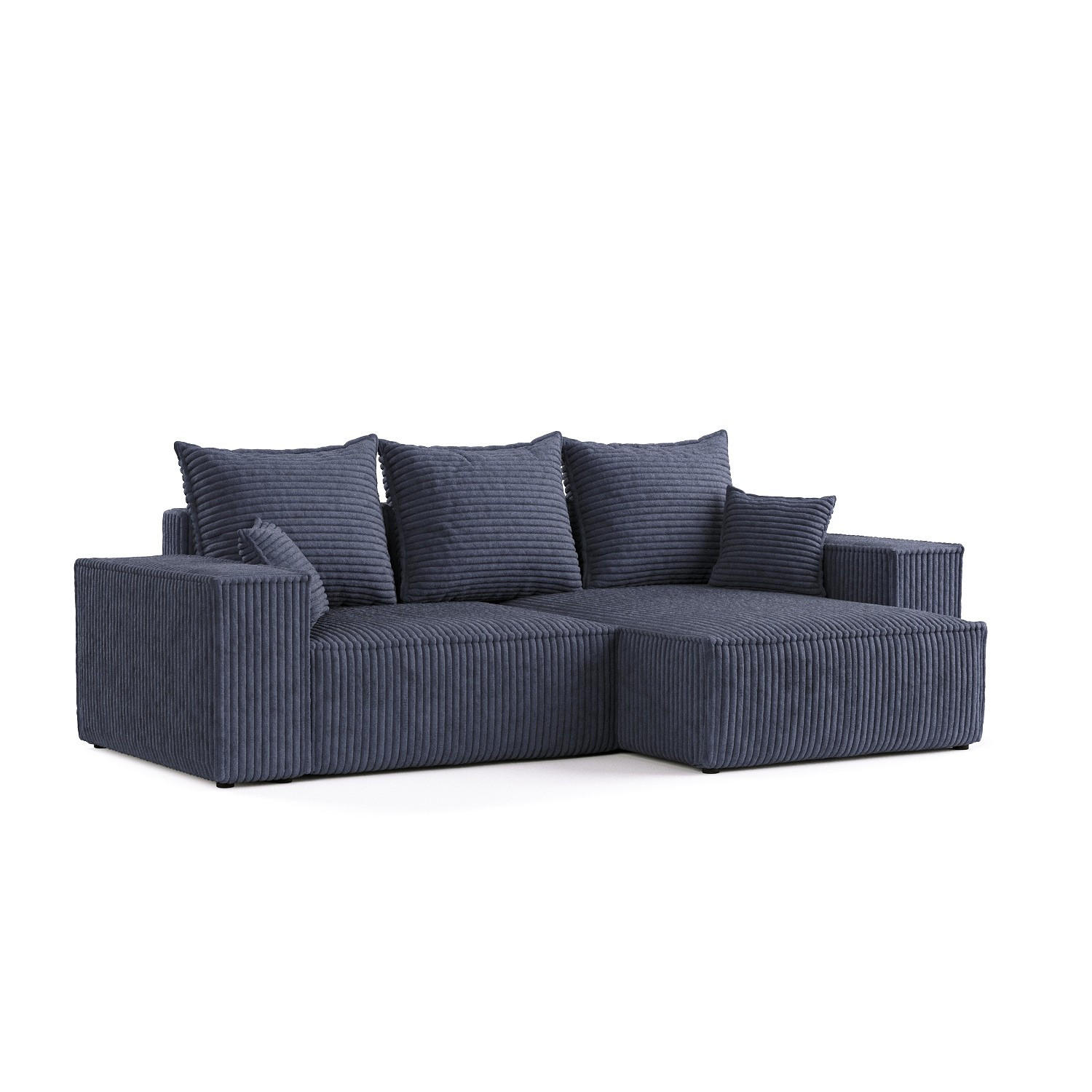 ECKSOFA SENSO mit Schlaffunktion Marineblau im Tilia Stoff - Schwarz/Dunkelblau, Holz/Holzwerkstoff (255/148cm) - AltaBeds
