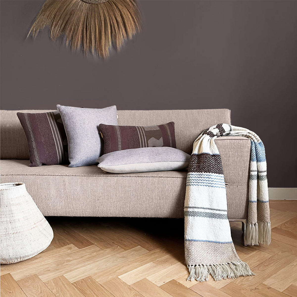 WOLLKISSEN recycelte Wolle Doppelseitig Violett 35x60 - Violett, Textil (60/35/12cm) - Malagoon