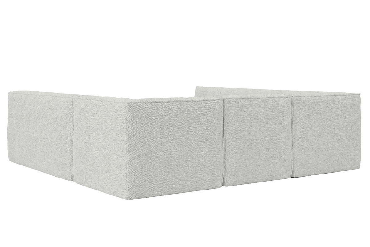 ROHOVÁ SEDAČKA modulární Corner ve tvaru U, plyšová tkanina Pop, Ice, LAZY U CORNER - bílá, dřevo (266/76/253cm) - Kaiser Möbel