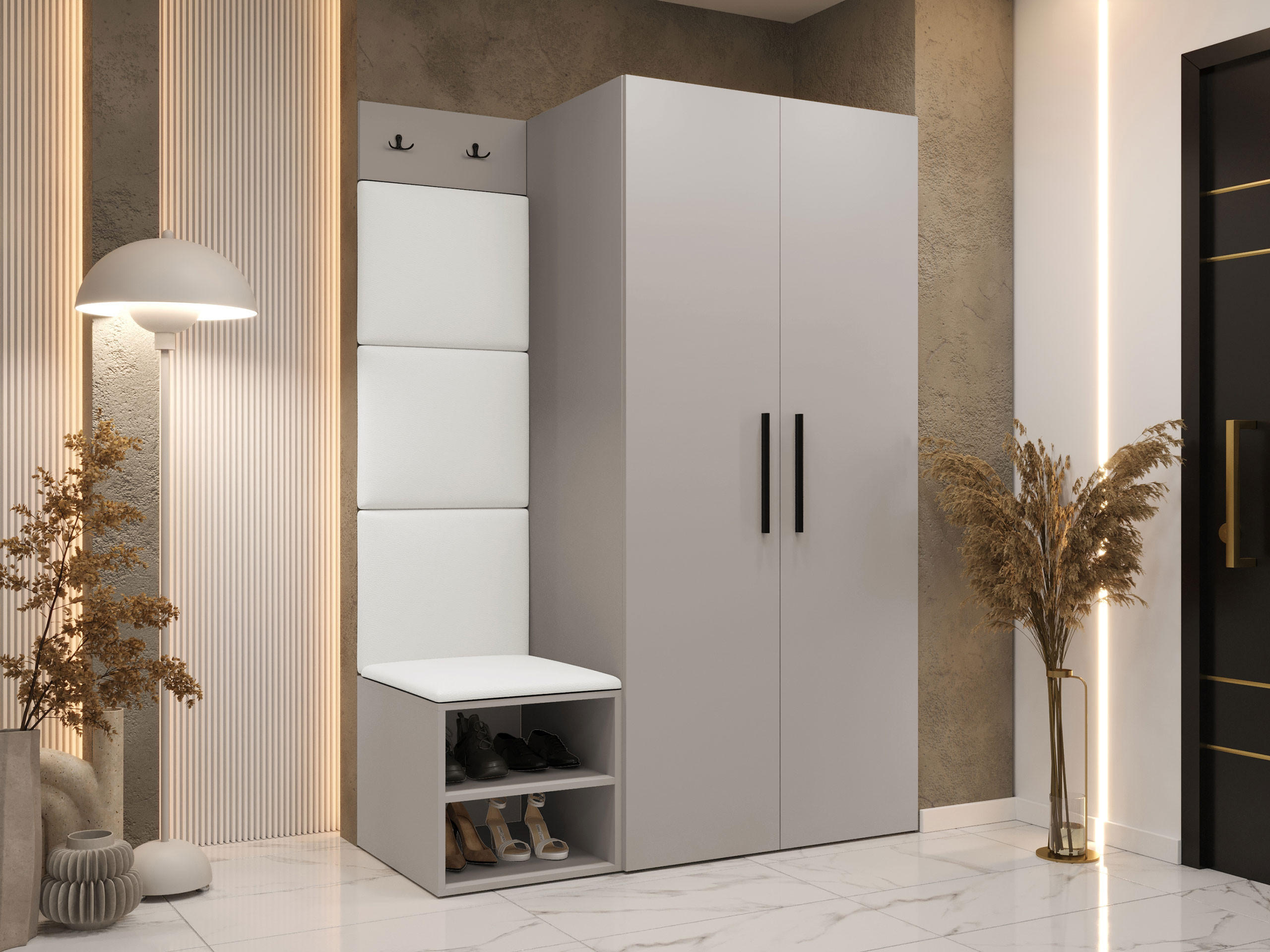 GARDEROBEN-SET Medi IV - Kaschmir/Schwarz, Holzwerkstoff/Kunststoff (80/191/50cm) - MIRJAN24