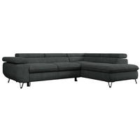 ECKSOFA PEDRO L Dunkelgrau Struktur - Rechts Seite - Dunkelgrau/Schwarz, Textil/Metall (273/208cm) - MKS