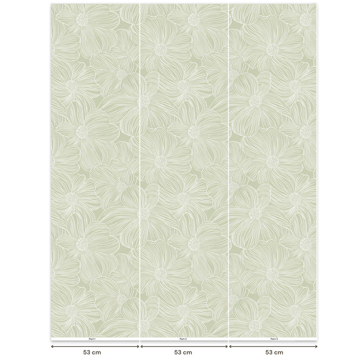 TAPETE - Gelassenheit - Blumen - Grün - 160x200 cm - Salbeigrün, Papier (160/200cm) - OnlyWow
