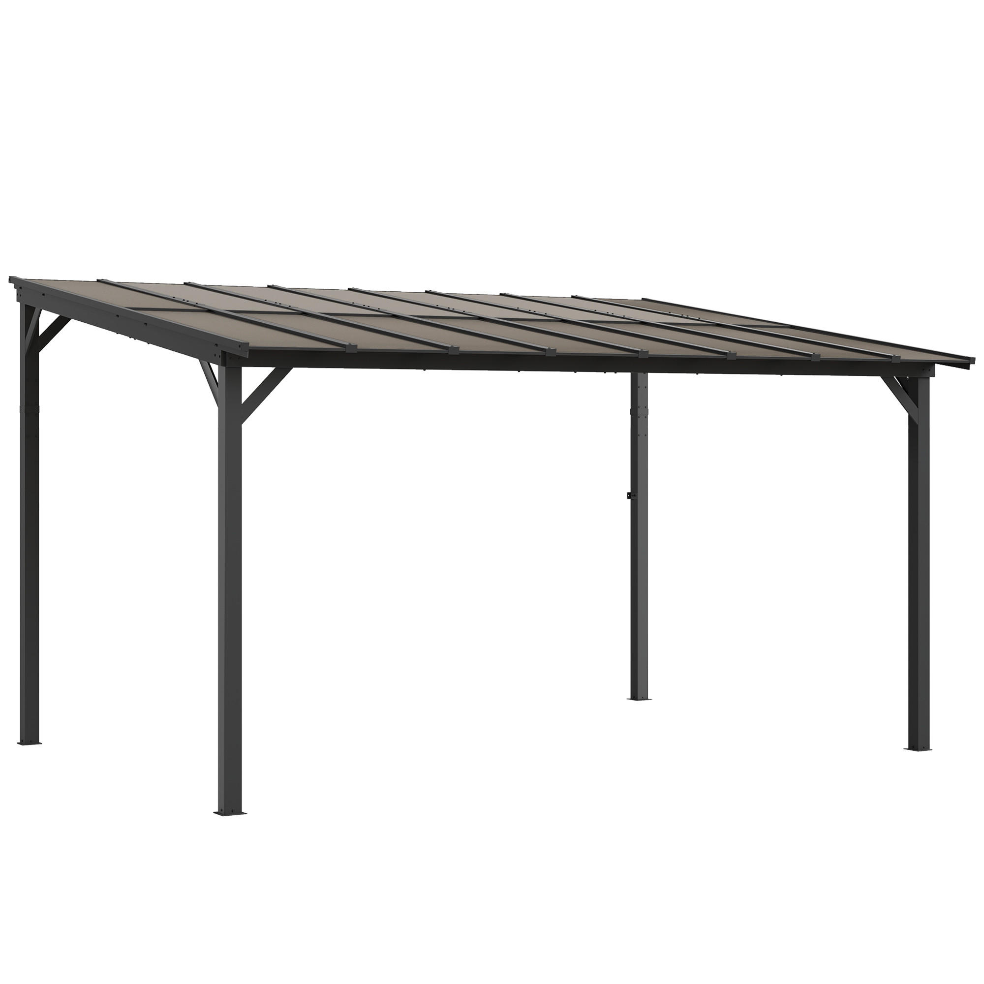 TERRASSENÜBERDACHUNG ca. 3 x 4,3m freistehend mit schrägen Dach - Dunkelgrau, Metall (294/258/428cm) - Outsunny