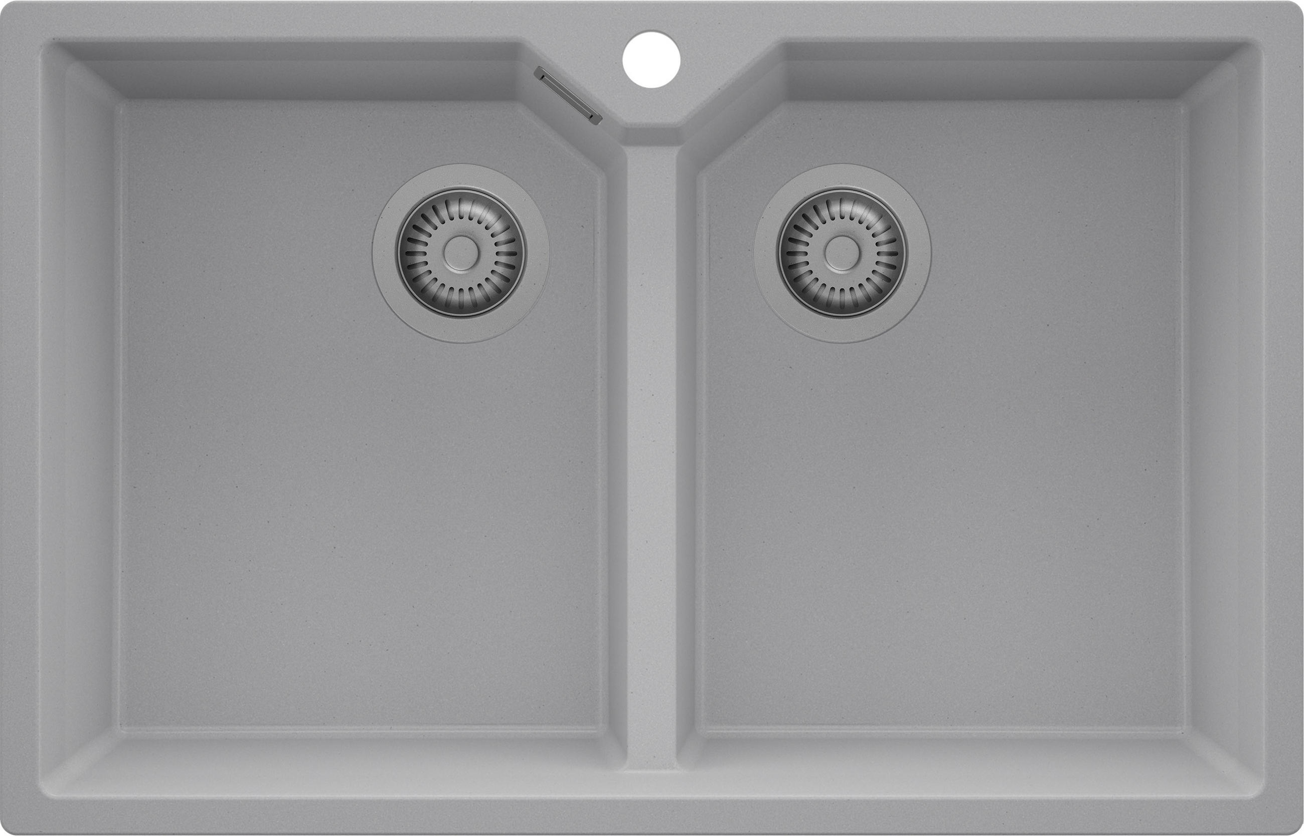 SPÜLBECKEN Madrid Twin, 2-er set Grau 78/50 cm 2 Becken + Ablauf-Set ab 80er Unterschrank - Grau, Kunststoff (78/19/50cm) - Primagran