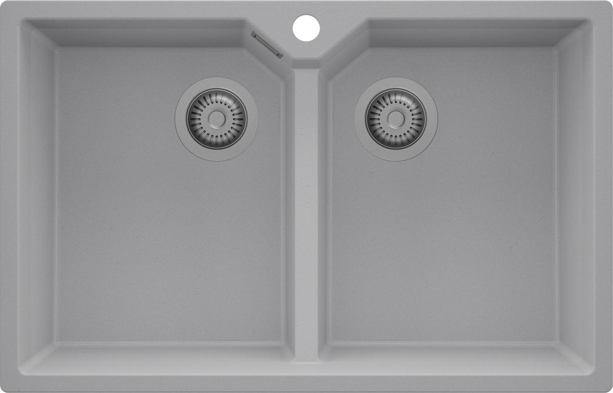 SPÜLBECKEN Madrid Twin, 2-er set Grau 78/50 cm 2 Becken + Ablauf-Set ab 80er Unterschrank - Grau, Kunststoff (78/19/50cm) - Primagran