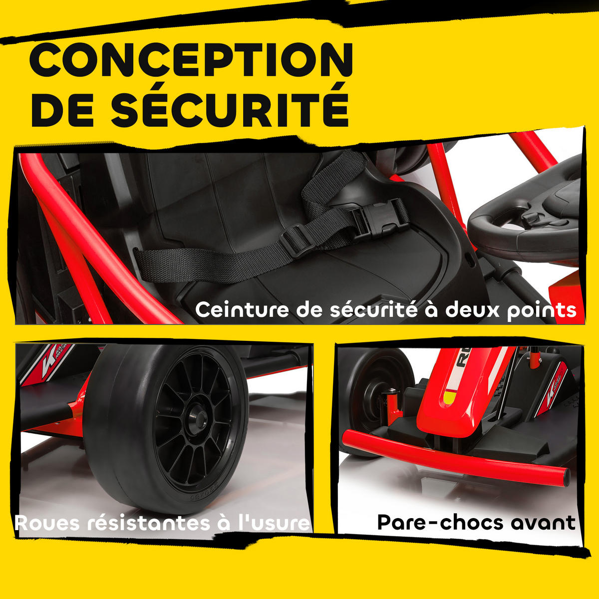 GO-KART DE-13130 Drift-Modus Rot - Rot, Kunststoff (119/77/54cm) - ComfortXL