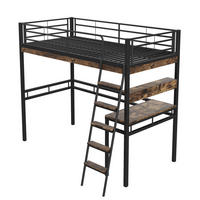 HOCHBETT 90x200cm Schwarz Metall Schreibtisch Regale Geländer Leiter - Schwarz, Metall (90/200cm) - FLIEKS