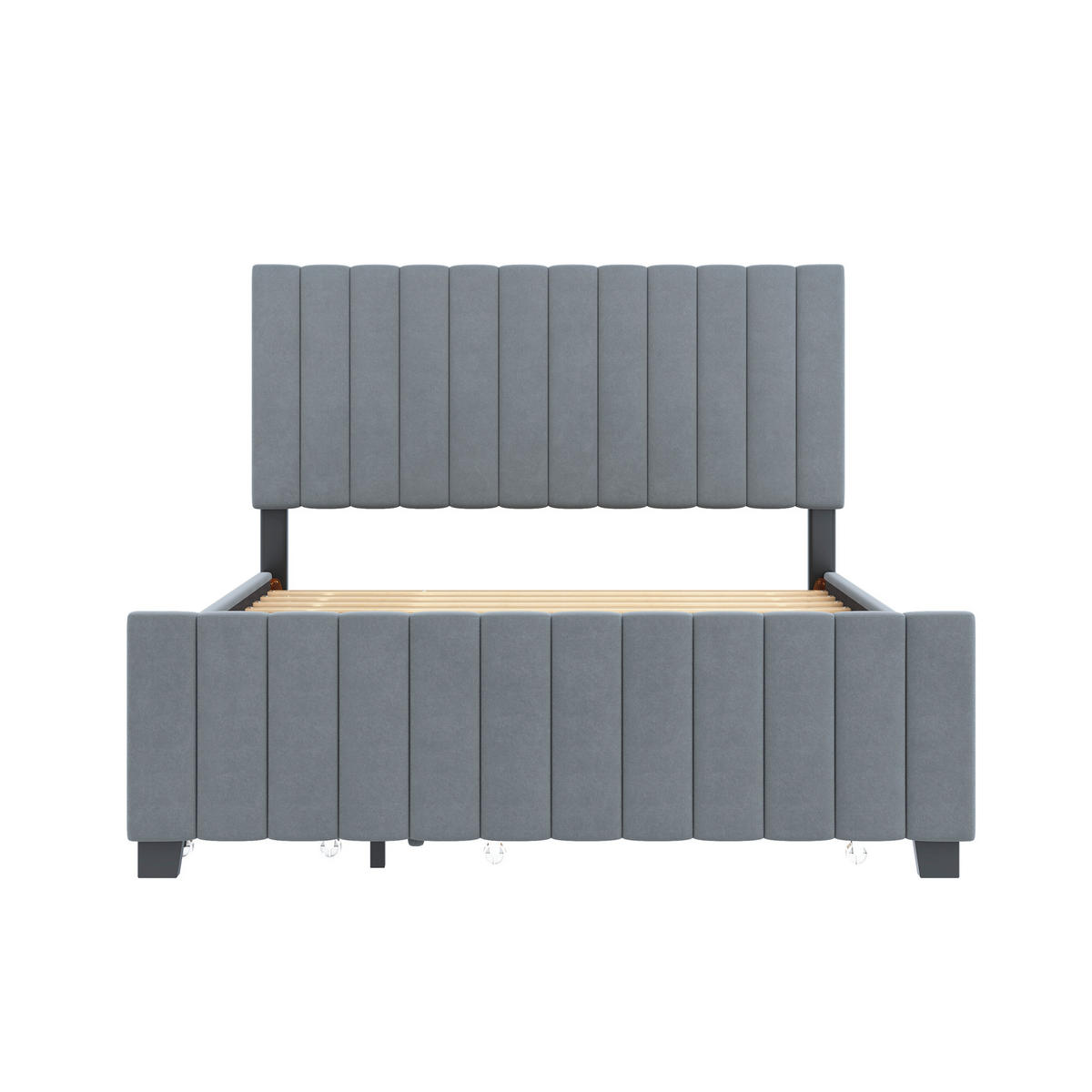 POLSTERBETT 140/190 cm Grau mit Ausziehbett und zwei Schubladen - Grau, Textil (140/190cm) - OKWISH