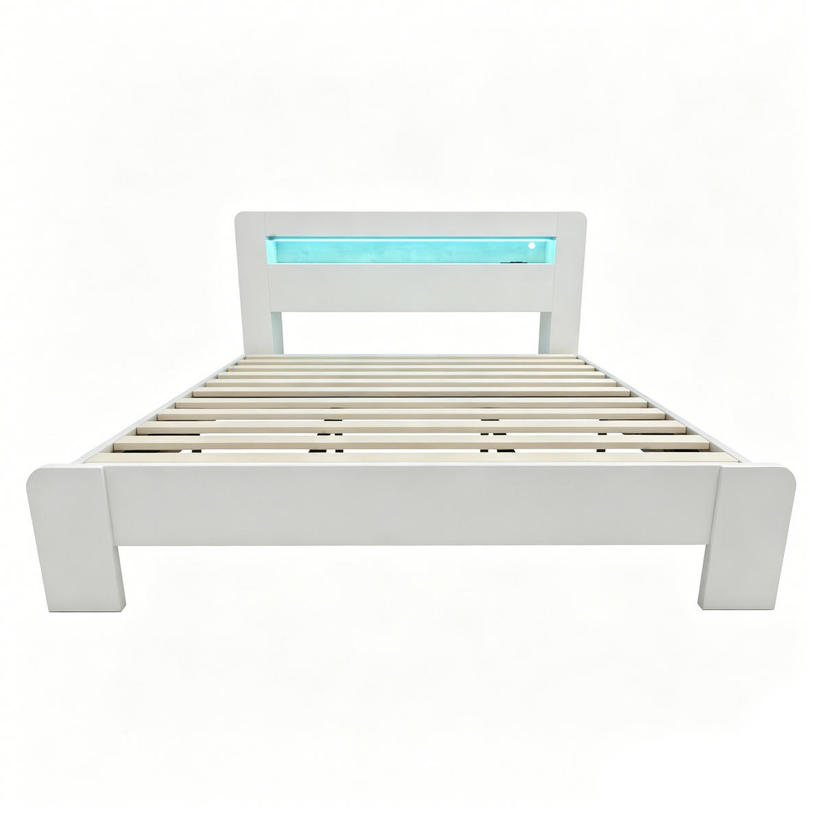 POLSTERBETT 180/200 cm Weiß mit LED-Beleuchtung und integrierte Steckdosen - Weiß, Holz (180/200cm) - Oxeza