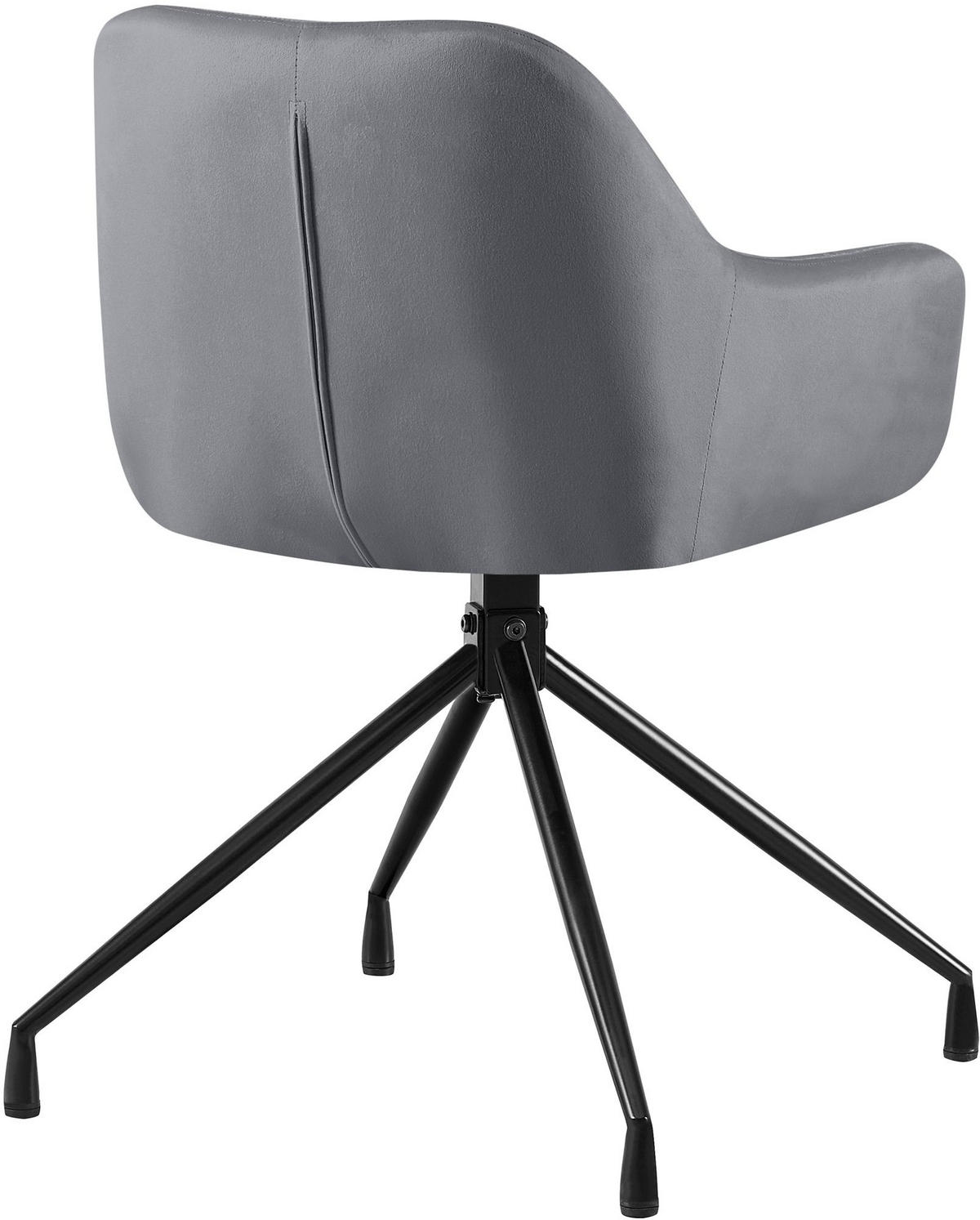 ARMLEHNENSTUHL 2 Samt Dunkelgrau - Dunkelgrau/Schwarz, Textil/Metall (58/81/58cm) - CLP