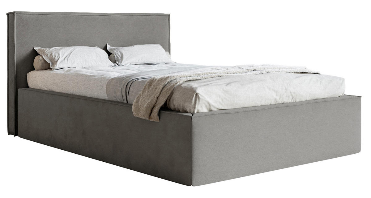 POLSTERBETT LUCERA Grau 160x200 cm - Dunkelgrau/Schwarz, Holz/Textil (160/200cm) - Selsey