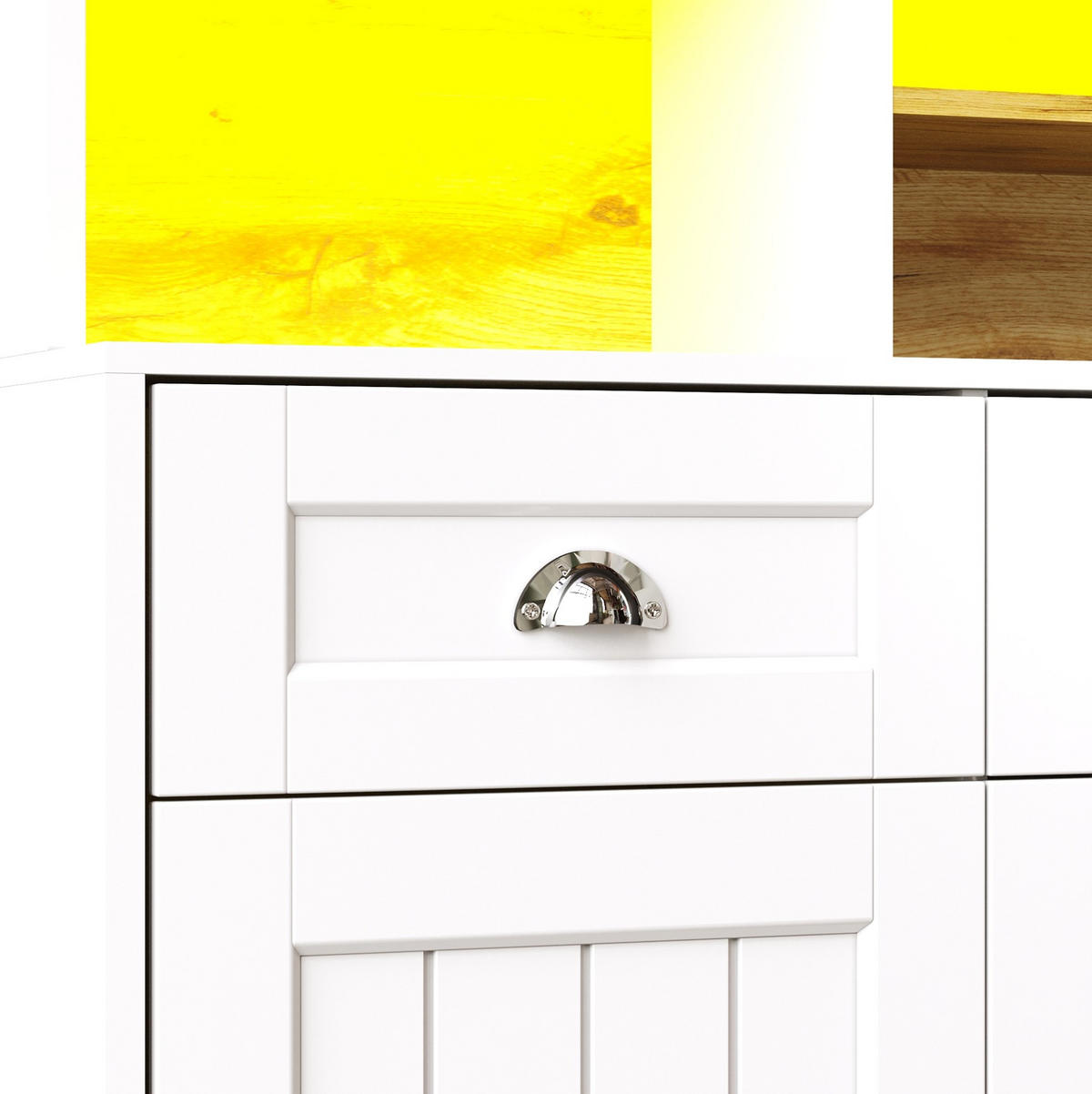 BUFFET 140/175/40 cm Weiß aus MDF mit LED-Beleuchtung - Weiß, Holzwerkstoff (40/175/140cm) - OKMYHOME
