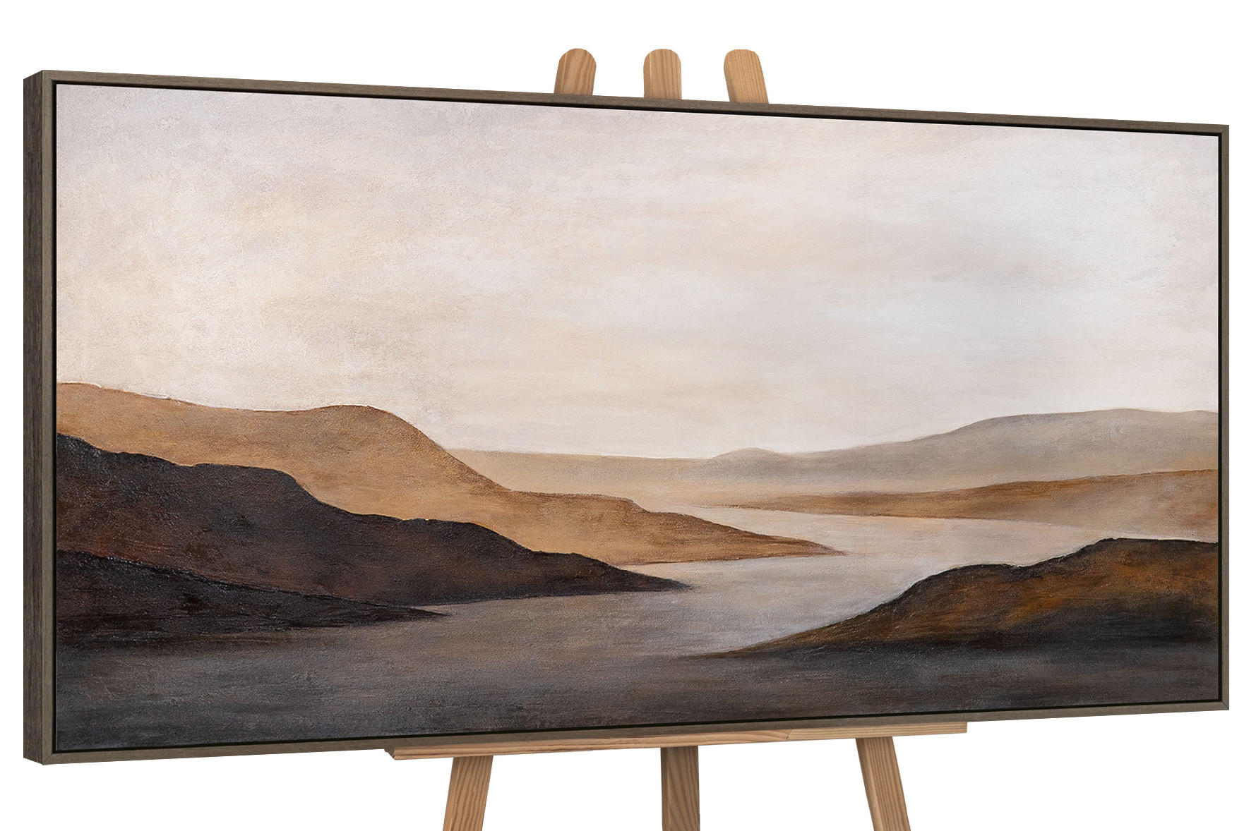 GEMÄLDE Sanfter Sonnenaufgang Schattenfugenrahmen Grau 160x80 cm - Grau, Holz (160/80cm) - YS-art gallery