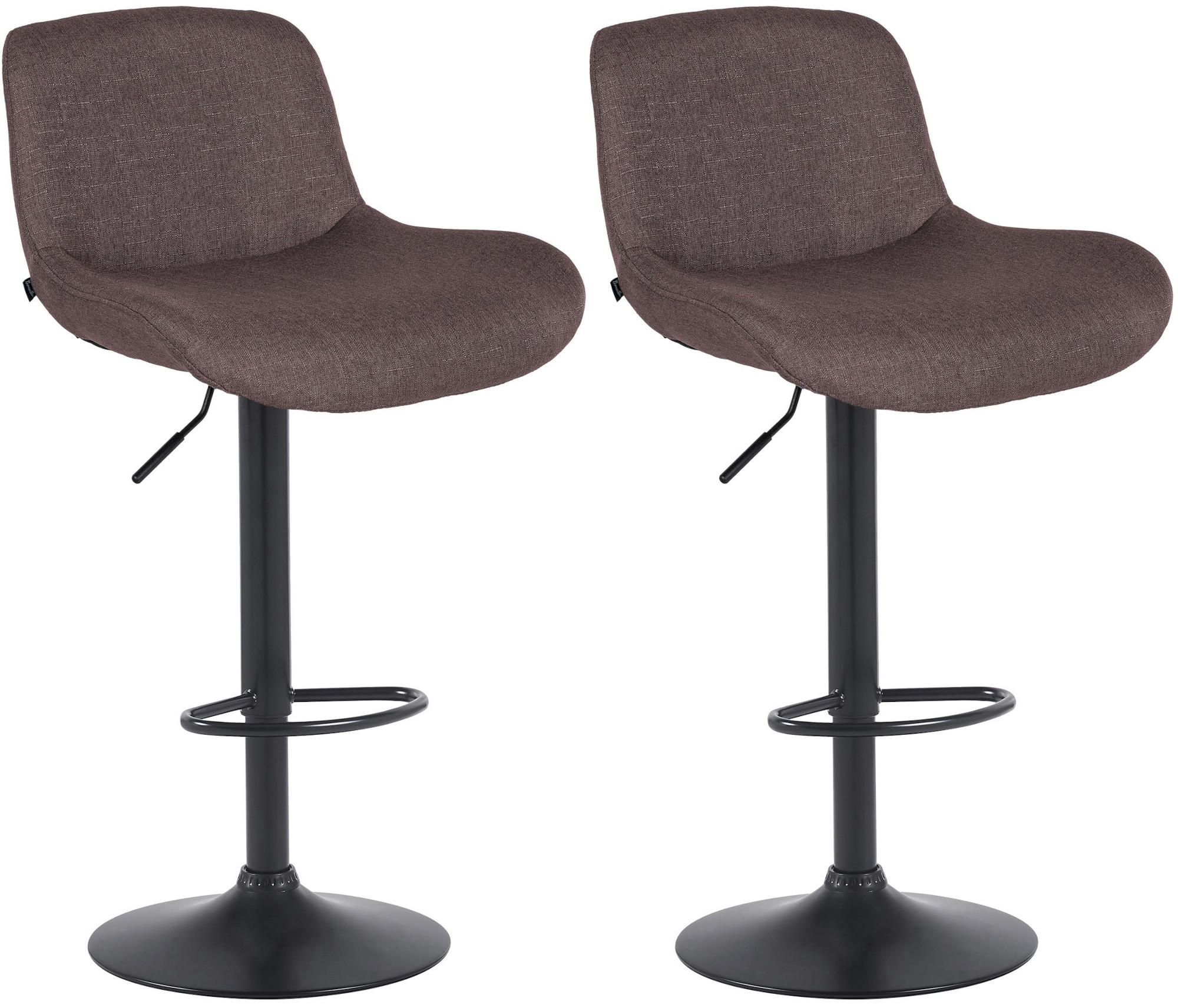 BARHOCKER 2er Set Stoff Dunkelbraun - Dunkelbraun/Schwarz, Textil/Metall (50/85/50cm) - CLP