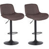 BARHOCKER 2er Set Stoff Dunkelbraun - Dunkelbraun/Schwarz, Textil/Metall (50/85/50cm) - CLP