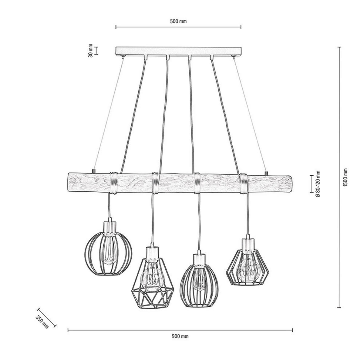 HÄNGELEUCHTE CLIVIA Kiefernholz Braun - Braun, Holz (90/35/150cm)