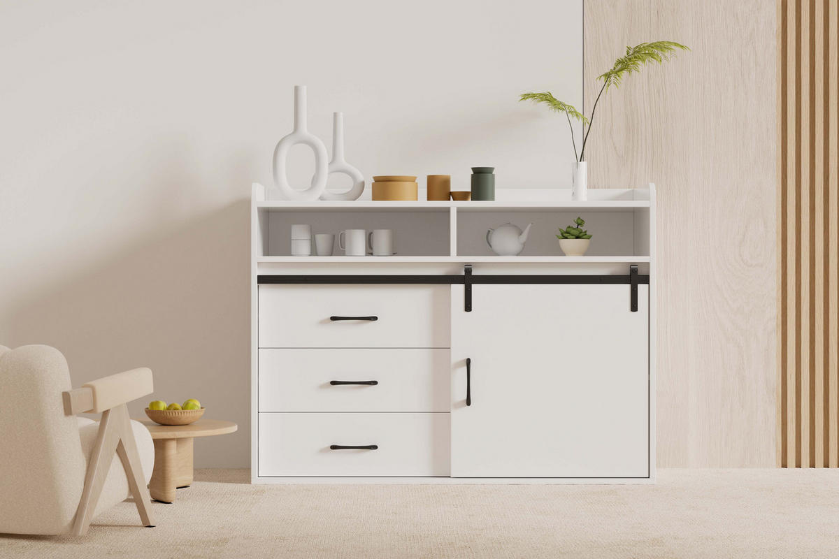 SIDEBOARD in 107/80/40cm - Weiß, Holzwerkstoff/Metall (107/80/40cm) - HOMAVO
