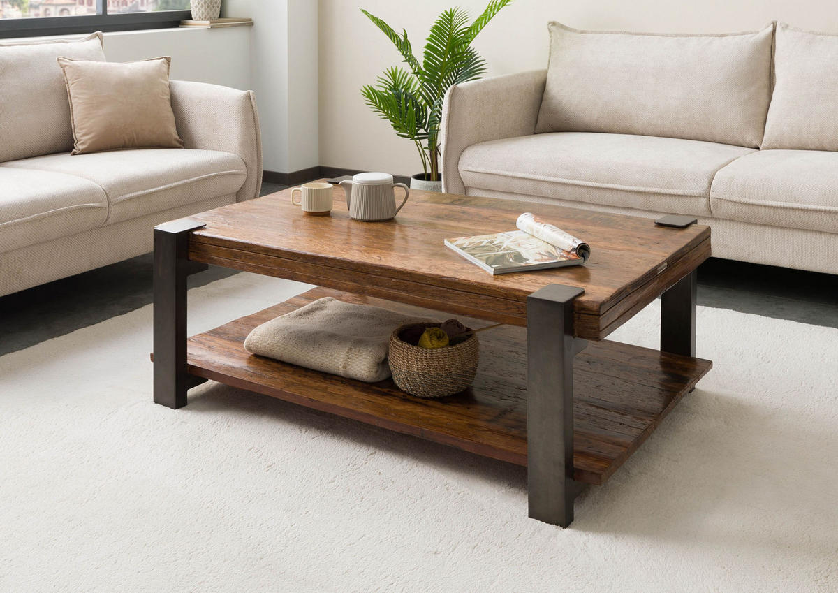 COUCHTISCH Altholz 120x70x45 natur lackiert LYON #150 - Braun, Holz (120/70/45cm) - Massivmoebel24
