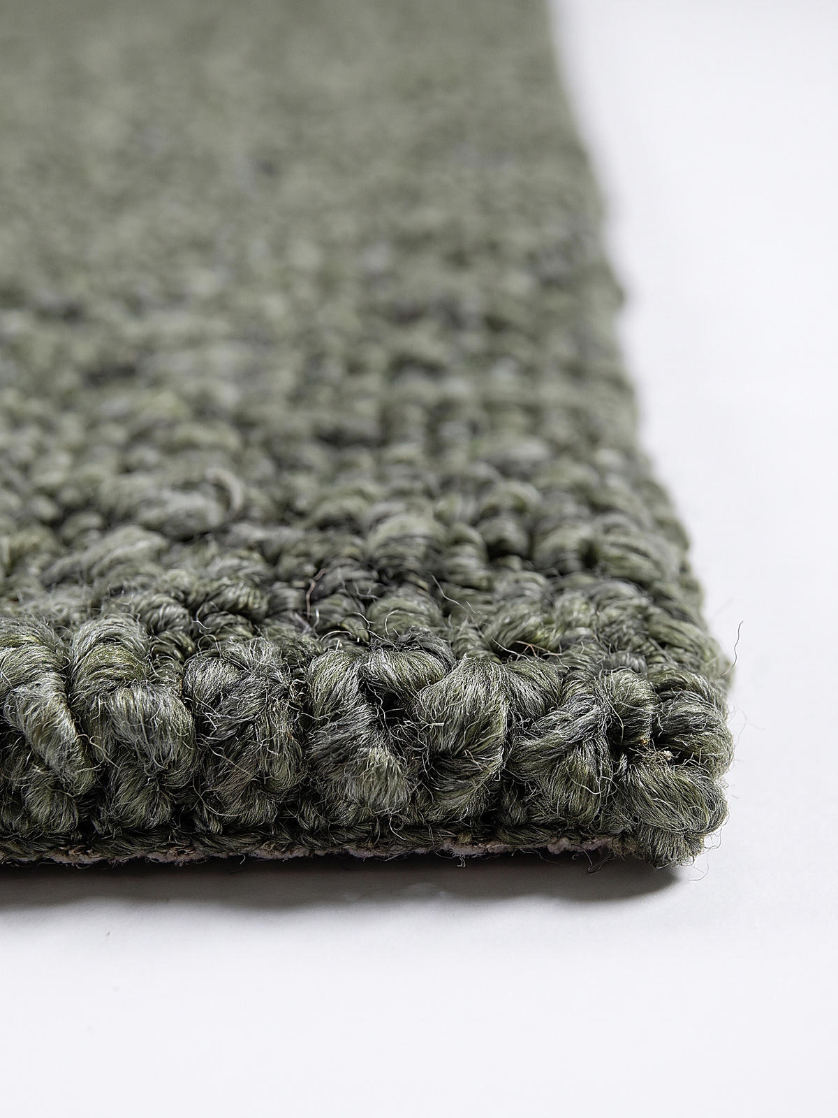 TEPPICH Kurzflor, handgewebt, GLAVEN, in Grün-Grau, Bouclé-Struktur, 120 x 170 cm - Grün, Textil (120/170cm) - KADIMA DESIGN