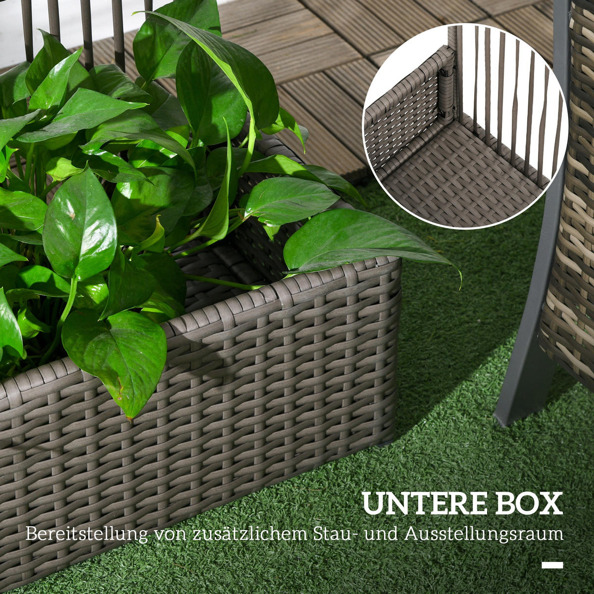 HOCHBEET PE-Rattan Stahl Grau - Grau, Kunststoff (29/103/103cm) - Outsunny