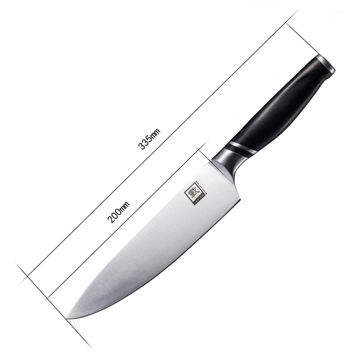 CHEFMESSER 20 cm - Schwarz, Metall (34cm) - Zayiko