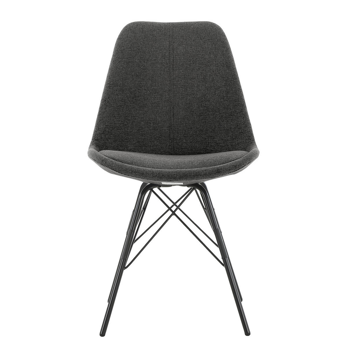 POLSTERSTUHL - 2er-Set - Anthrazit/Schwarz, Textil/Metall (49/86/54cm) - home24