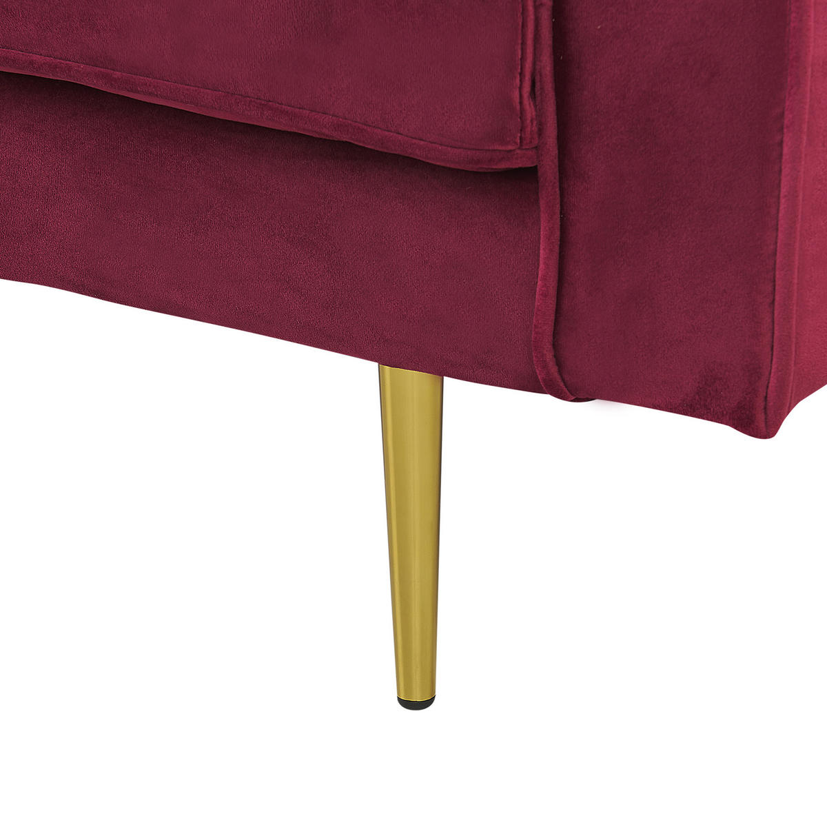 CHAISELONGUE Samtstoff dunkelrot rechtsseitig Miramas - Rot/Goldfarben, Textil (171/63/79cm) - Beliani