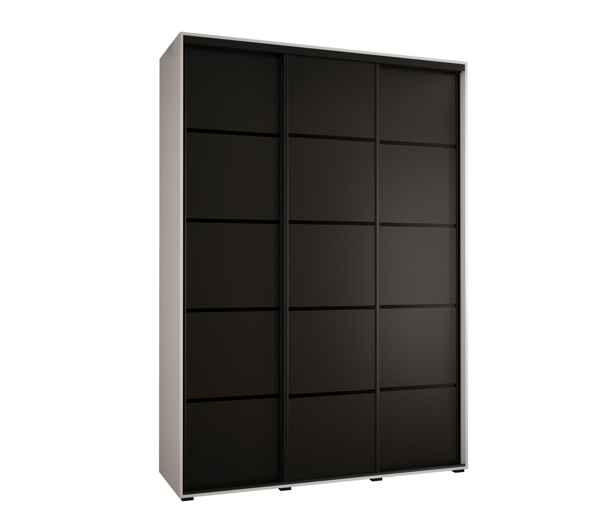 Abiks Möbel Schwebetürenschrank Weiß, Schwarz, Schwarz 180x235x60 cm