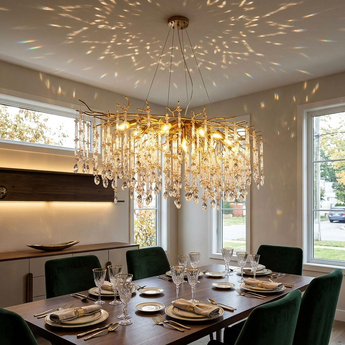 KRONLEUCHTER GLORIA Metall Gold Kristall - Goldfarben, Glas (120/50/120cm) - Globo Lighting