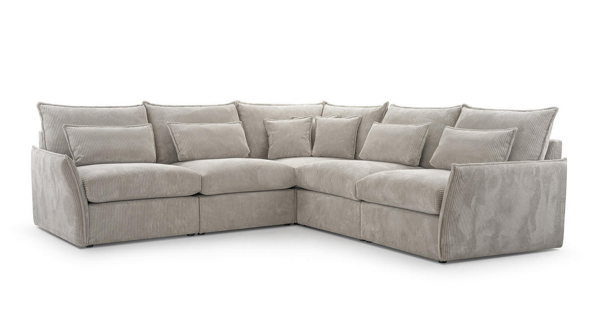ECKSOFA Modulare Lunde 7, 6 Sitzer, Hellgrau - Hellgrau, Textil (270/270cm) - Meblito