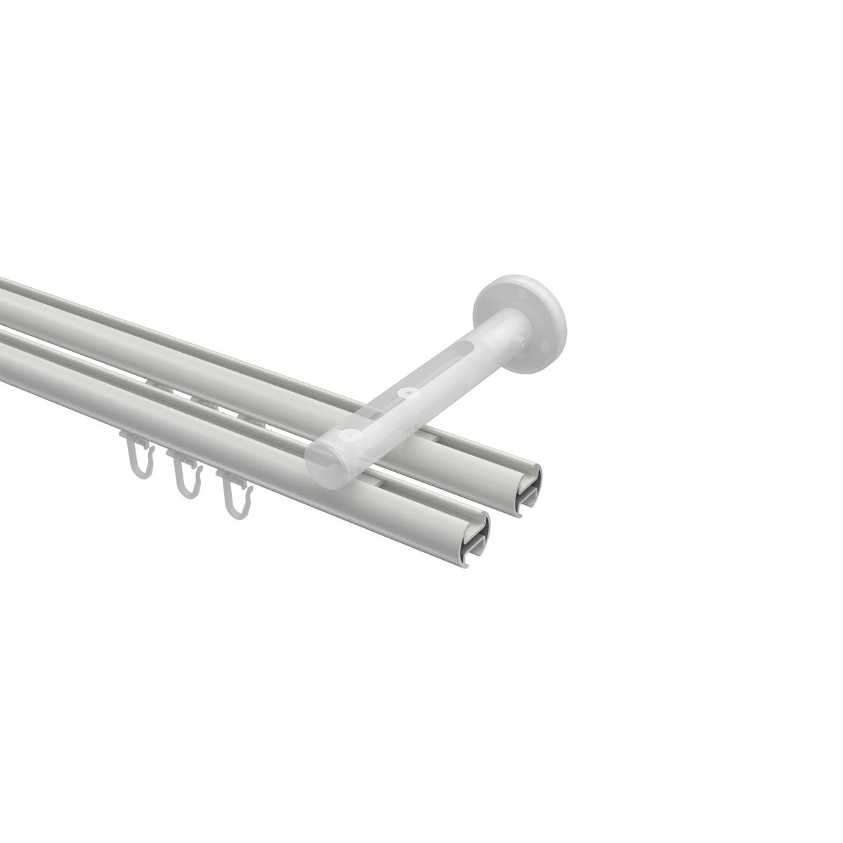 INNENLAUF-GARDINENSTANGEN-SET Siteno Mavell 180 cm, 2-läufig, 20 mm Ø Weiß - Chromfarben/Weiß, Metall (180cm) - INTERDECO