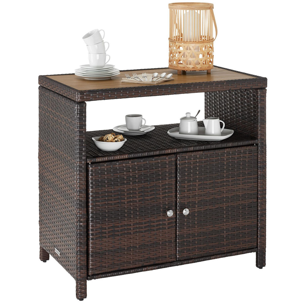 GARTENSCHRANK Monscia, höhenverstellbare Füße, 90 x 55,5 x 87 cm, braun - Braun, Kunststoff (90/97/55.5cm) - tectake