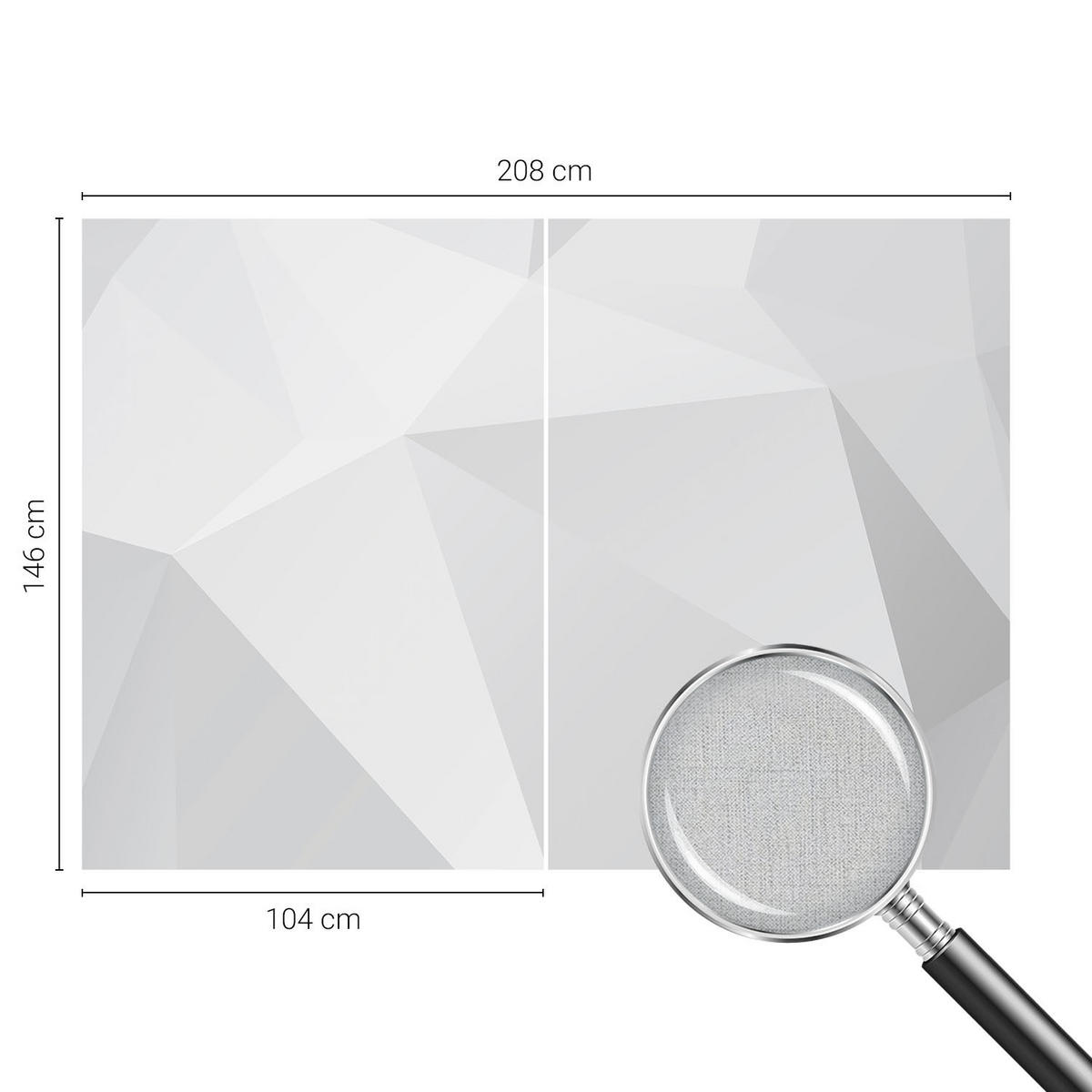 FOTOTAPETE 208x146 cm - Graue Dreiecke - Weiß, Textil (208/146cm) - Wallfluent