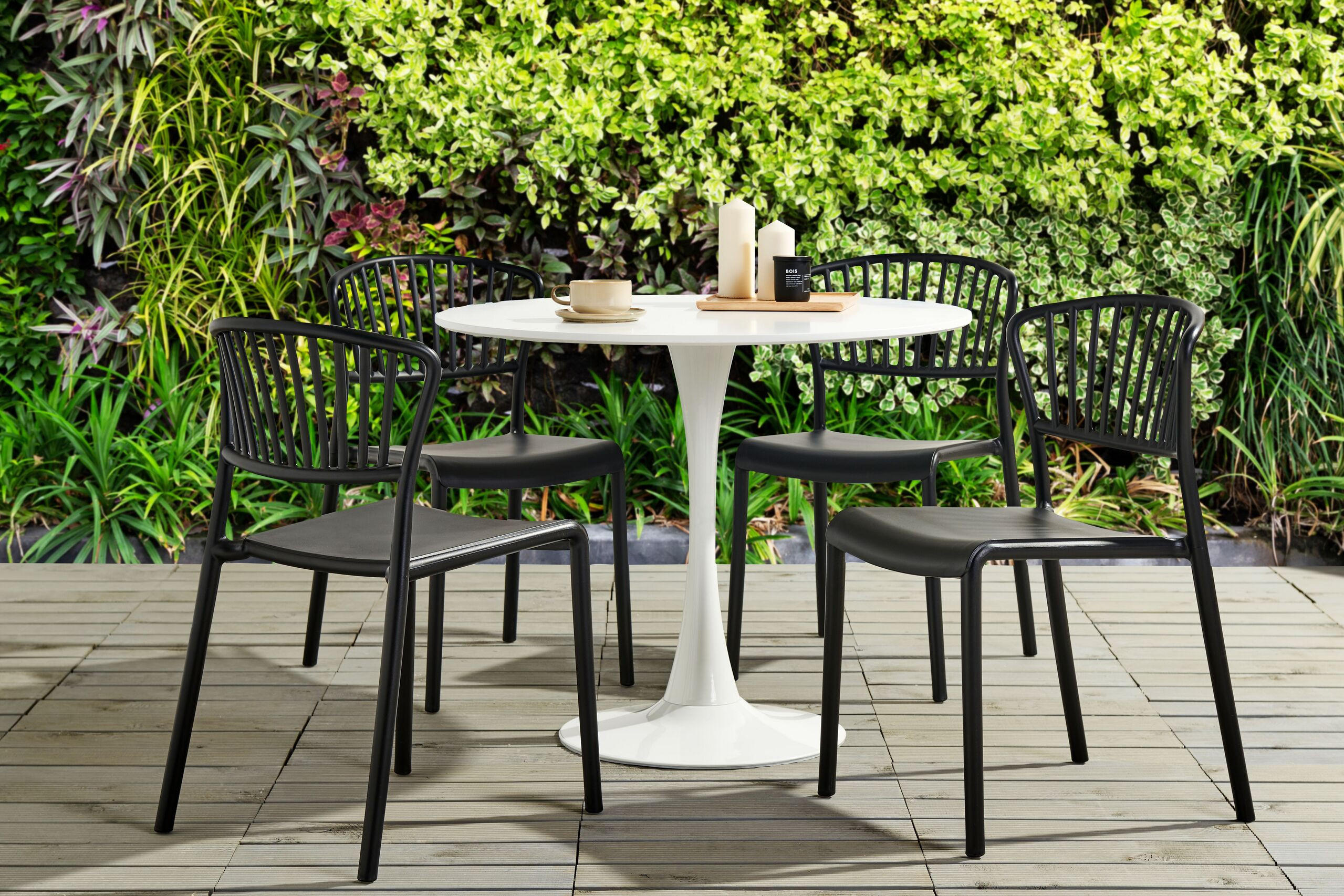GARTENSTÜHLE 4er-Set Kunststoff schwarz Gela - Schwarz, Kunststoff (45/78/50cm) - Beliani