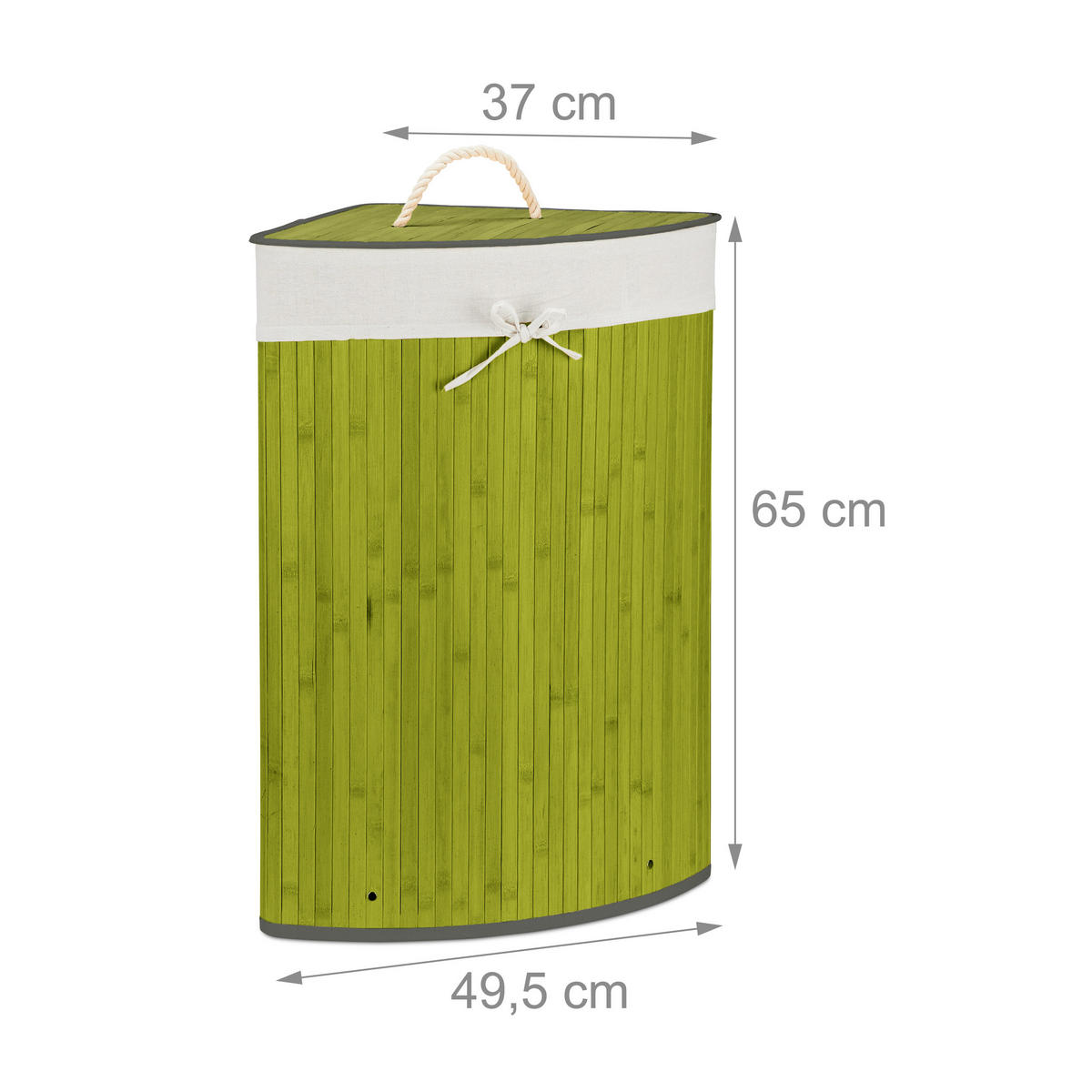 ECKWÄSCHEKORB - Grün, Holz/Textil (49.5/65/37cm) - Relaxdays