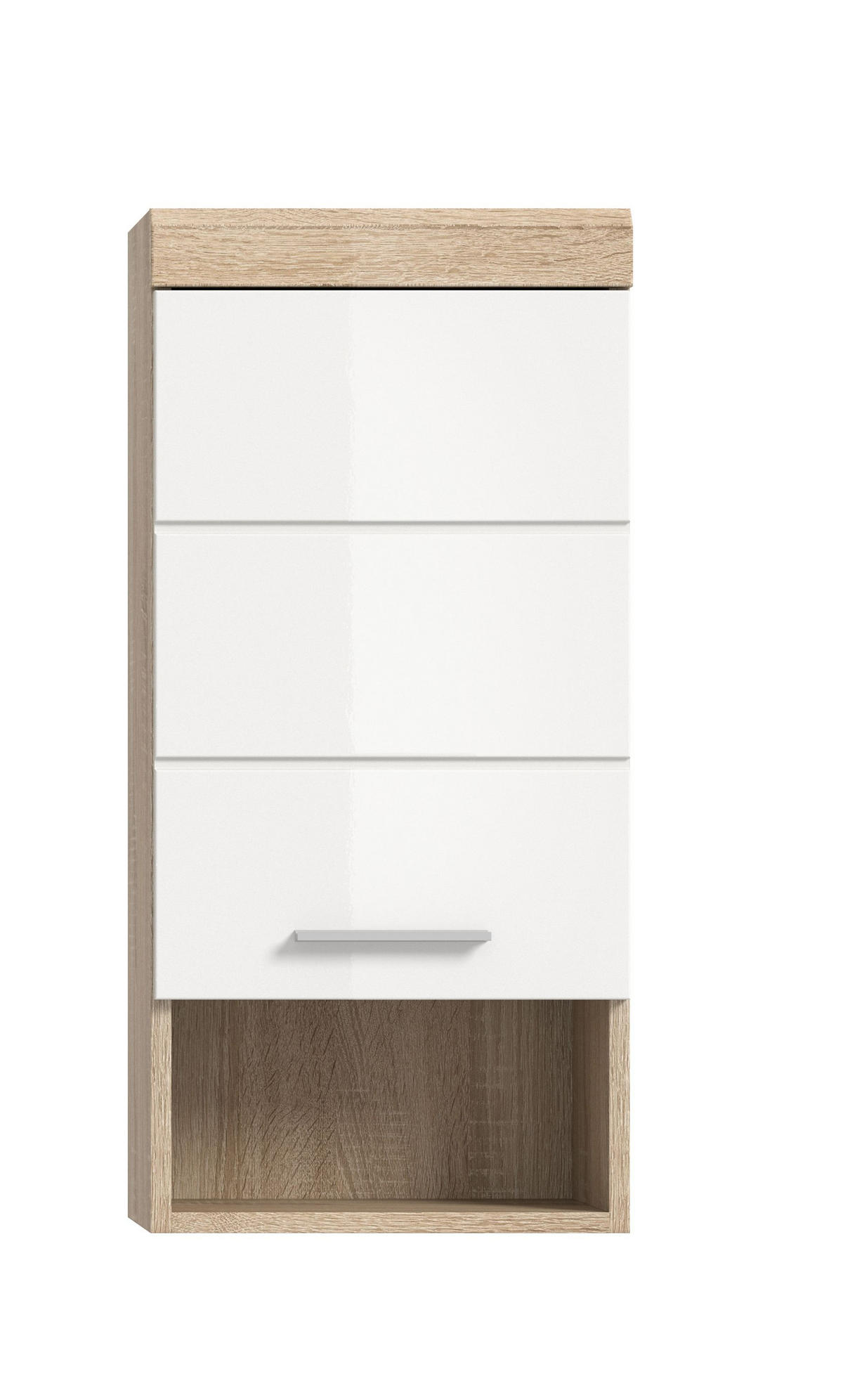 HÄNGESCHRANK Lambada Bad in Sonoma Eiche hell und weiß hochglanz B/H/T: 37x79x24 cm - Eichefarben, Holz (37/79/24cm)