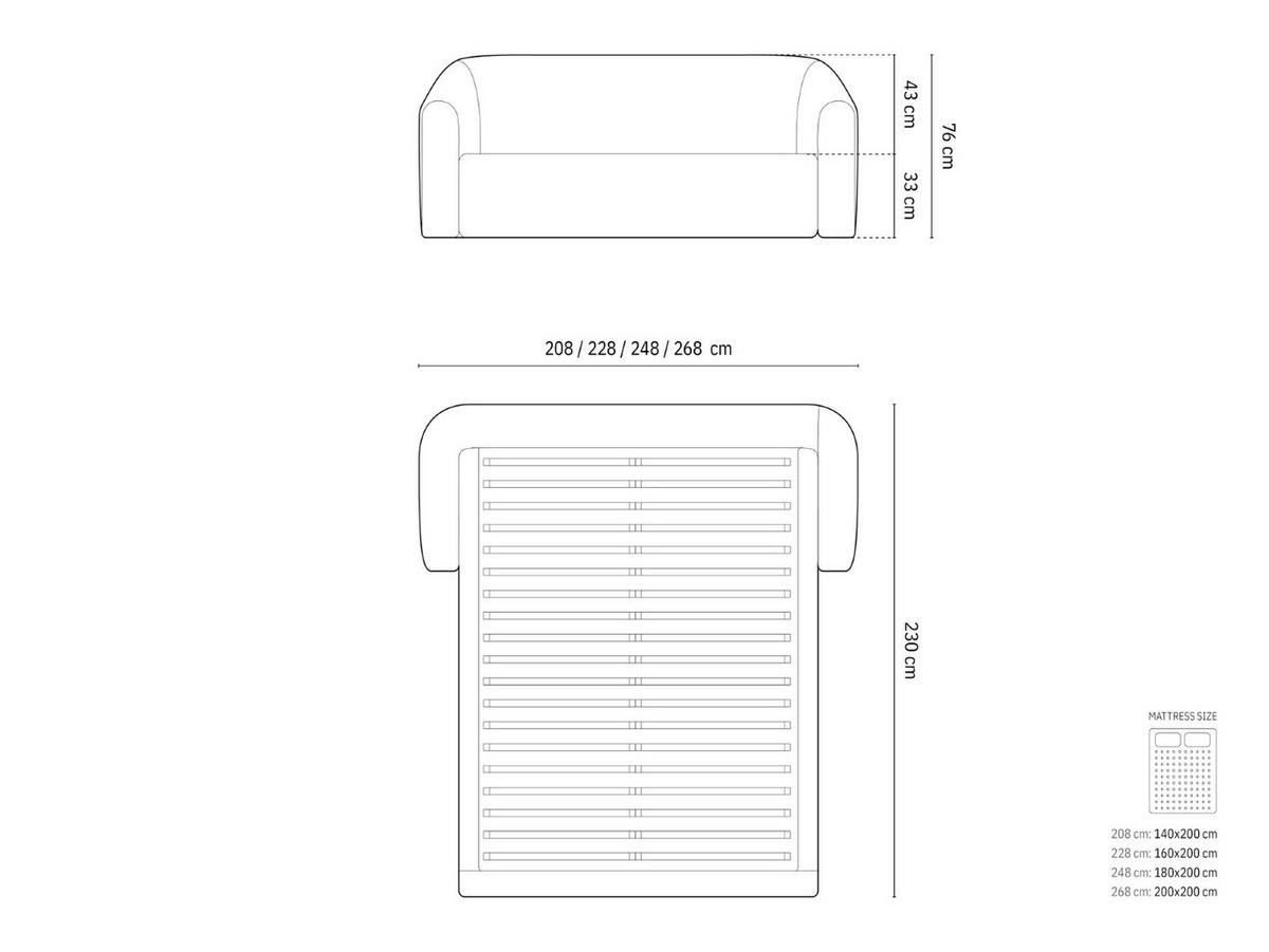 BETT mit Bettkasten und Kopfteil Campi aus Samt dunkelbeige 200x180cm - Mokka, Textil (180/200cm) - Cosmopolitan Design
