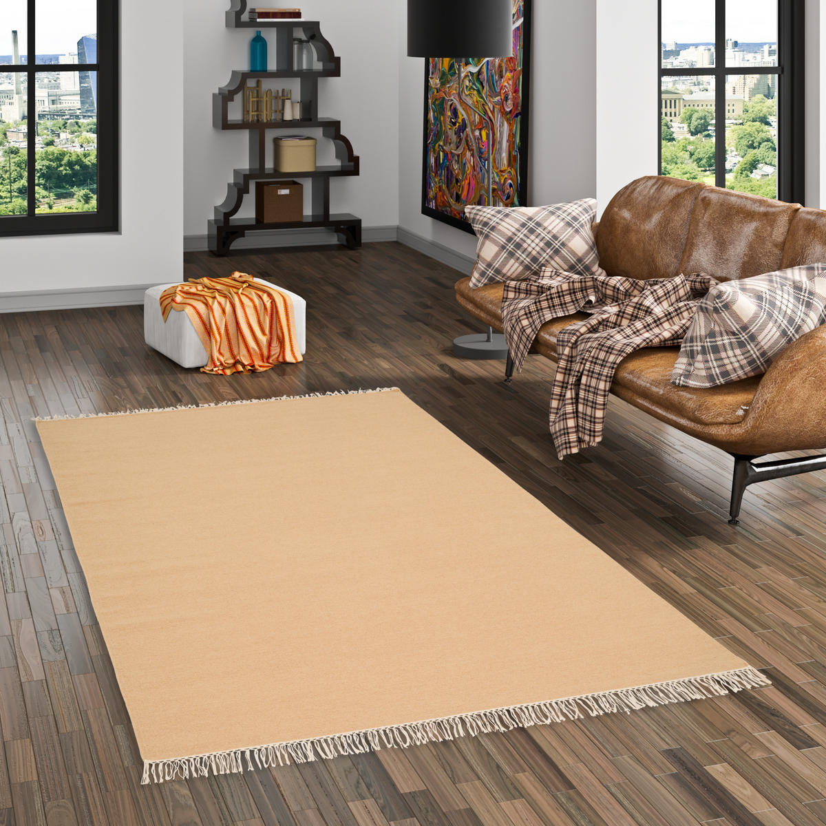 WOLLE NATUR TEPPICH KELIM MILA - Beige, Textil (140/200cm) - Pergamon