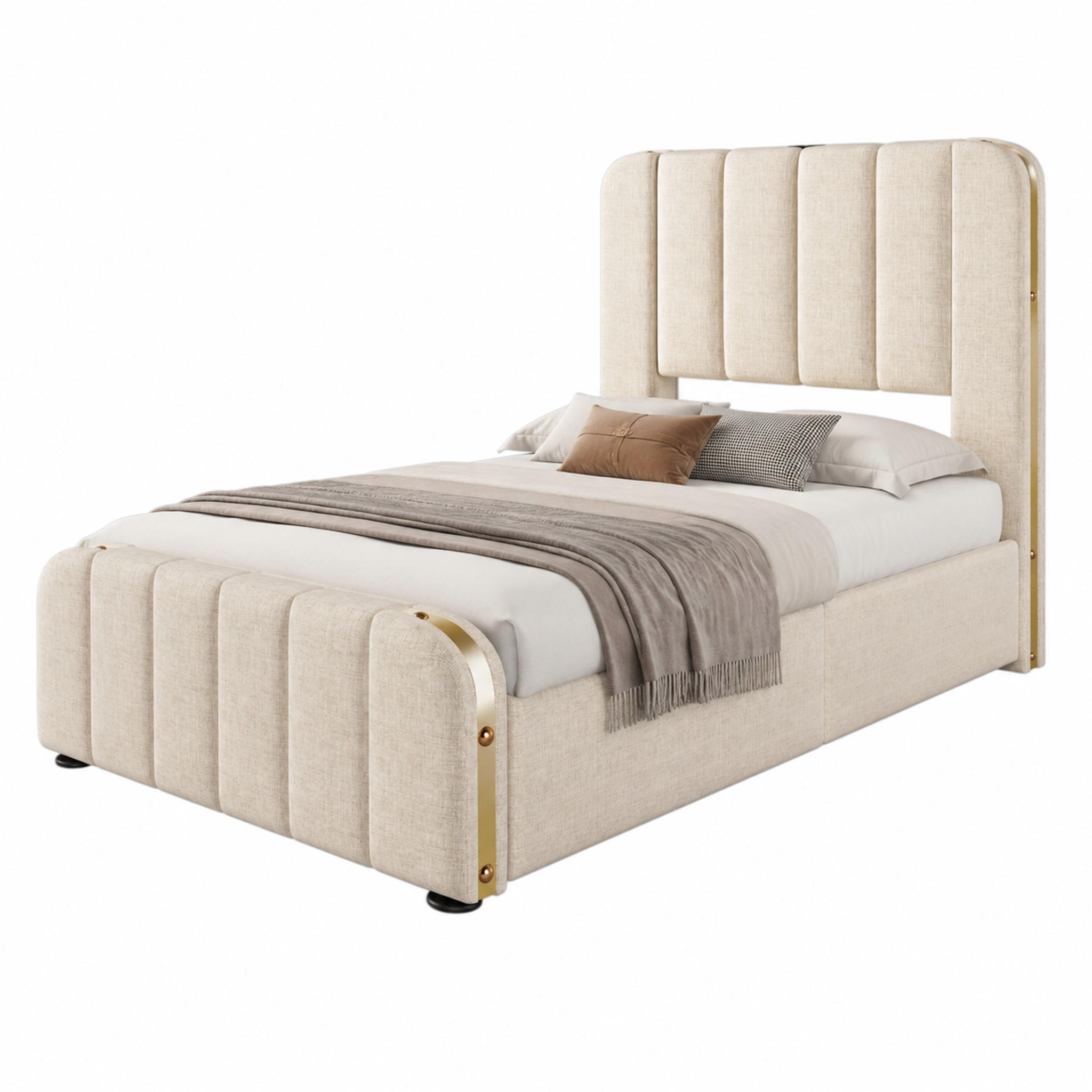 Beauniv Polsterbett Beige 90x200 cm