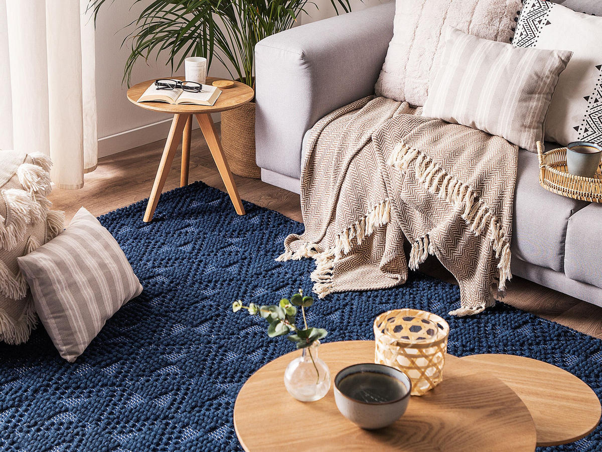 KURZFLOR-TEPPICH Savran 200/140 cm - Blau, Textil (140/200cm) - Beliani
