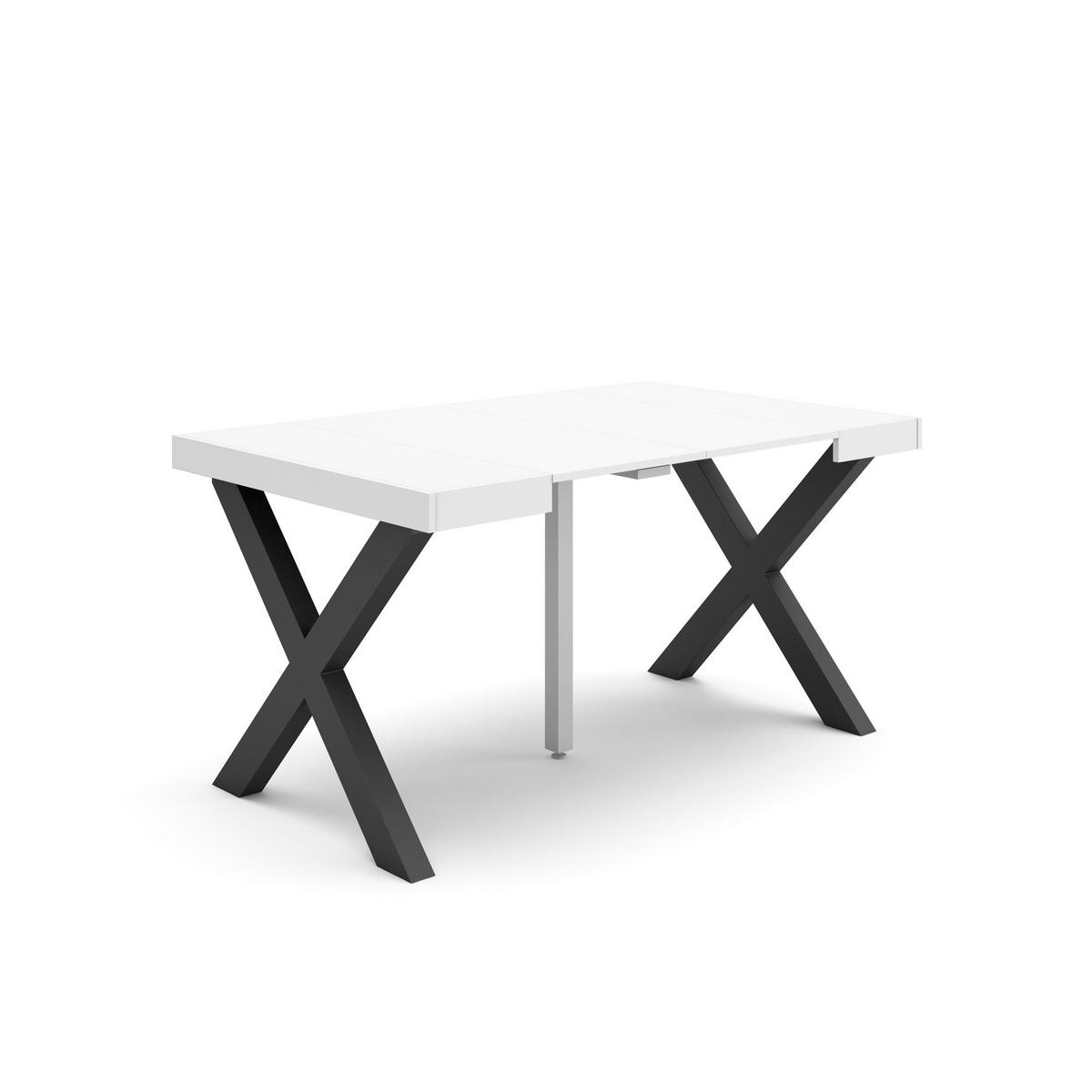 KONSOLENTISCH ausziehbar 58 bis 140cm, für 6 Gäste, weiß, 90/58/73cm - Weiß, Holzwerkstoff (90/140/73cm) - Skraut Home