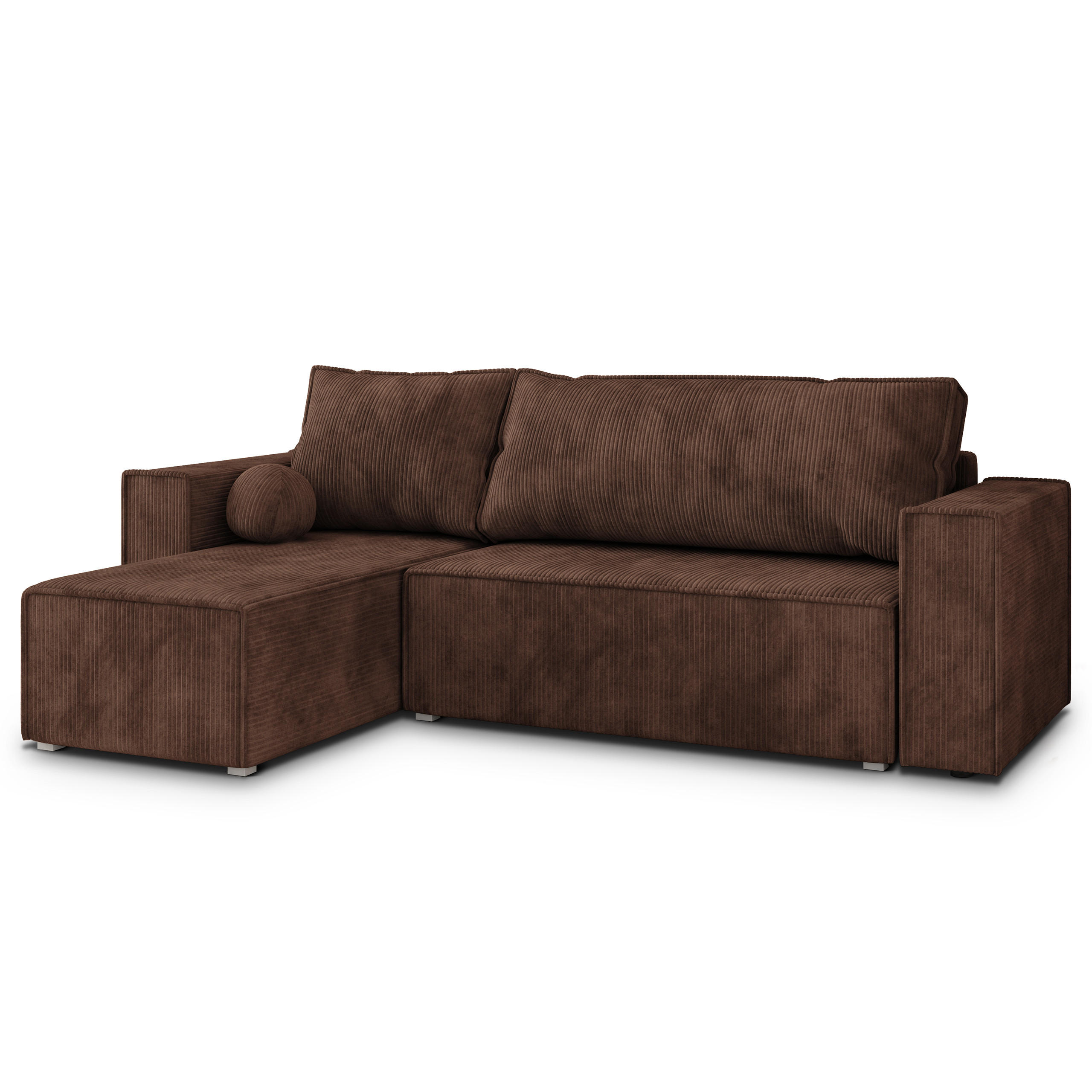 ROHOVÁ SEDAČKA RAVELO hnědá - šedá/hnědá, dřevo/textil (240/140cm) - MASSENO