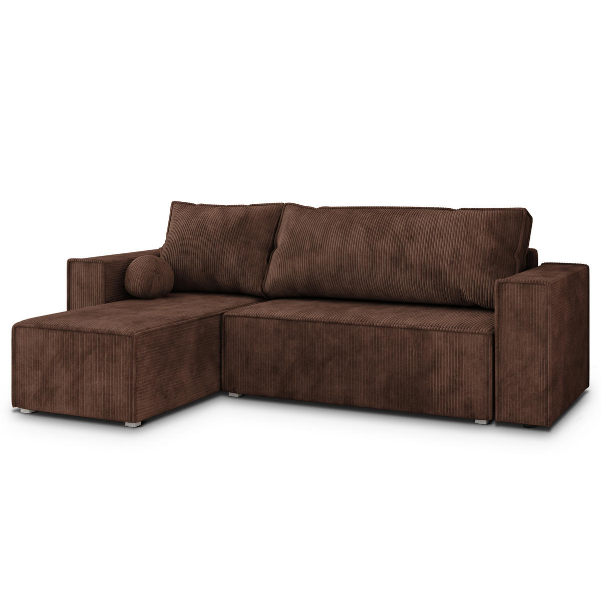 ROHOVÁ SEDAČKA RAVELO hnědá - šedá/hnědá, dřevo/textil (240/140cm) - MASSENO