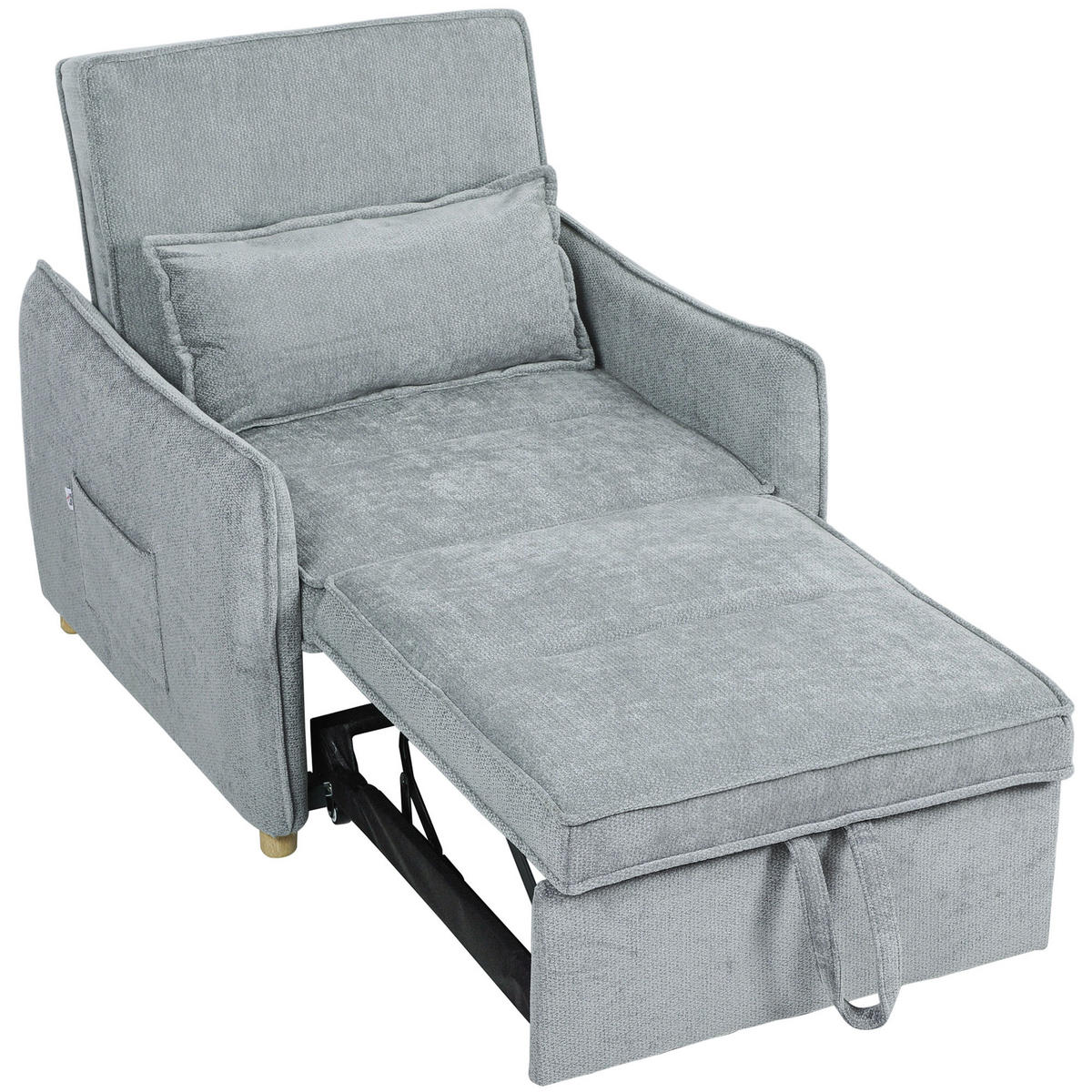 SCHLAFSESSEL DE-14630 3-in-1 Klick-Klack, breite Sitzfläche Grau - Grau, Textil (84/87/88cm) - ComfortXL
